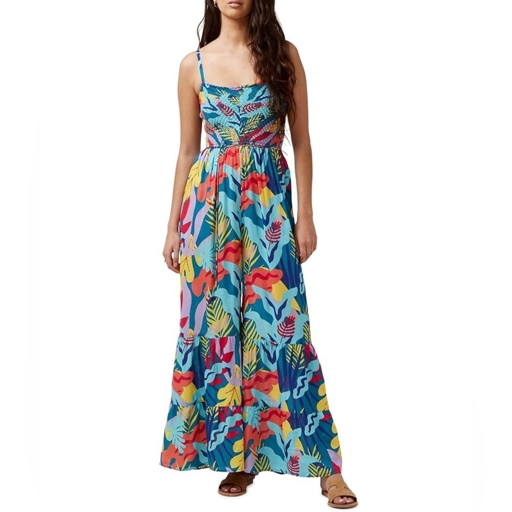Buffalo David Bitton Multicolor Tropical Wide Leg Vacation Jumpsuit